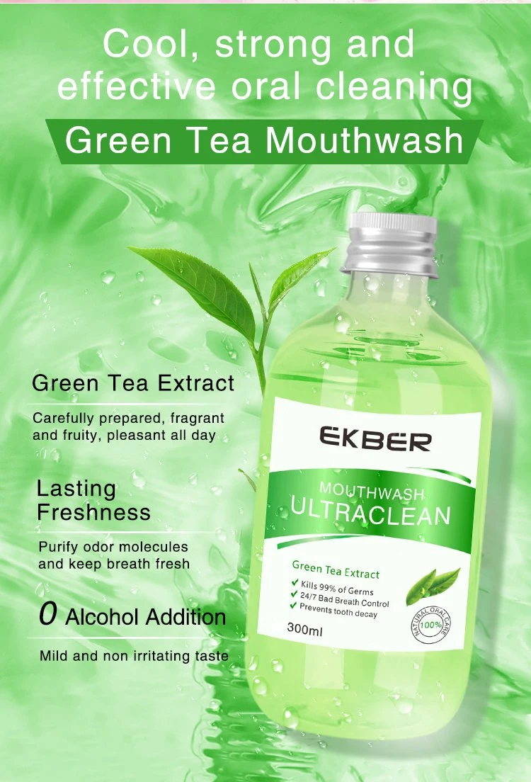 Wholesale Ekber Peach Green Tea Flavor Powerful Cleaning Effective Oral Treatment Bad Breath Control Mouthwash