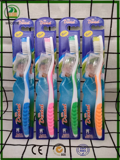 Escova de dentes para cuidados bucais para adultos com cerdas de nylon Premium 610 com tampa grátis