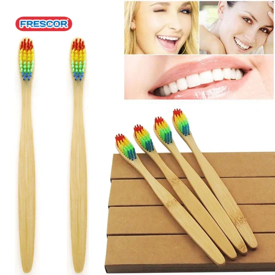 Escova de dentes de bambu para cuidados bucais com cerdas de carvão de bambu escova de dentes com logotipo personalizado